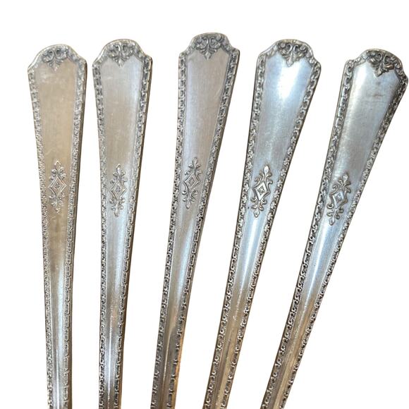 Silver Iced Tea Spoons Set of 5 Wm Rogers Oneida Berkeley 1929 Vintage Antique - Picture 4 of 6